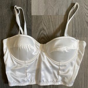 Super Adorable and trendy white satin bustier!